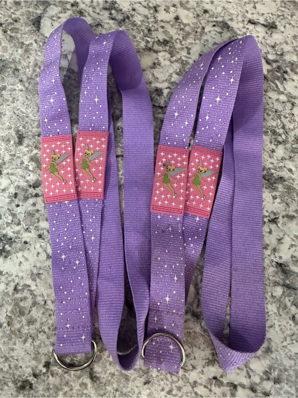 2 Pink & Purple Tinker Bell Disney Parks Trading Pin Lanyards